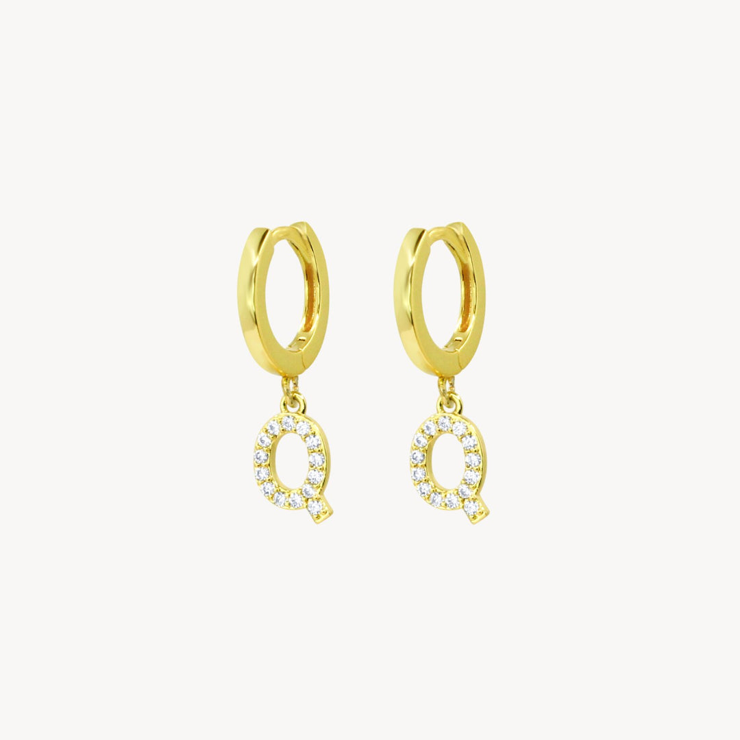 Crystal Initial Hoop Earrings - Lucky Eleven Jewellery