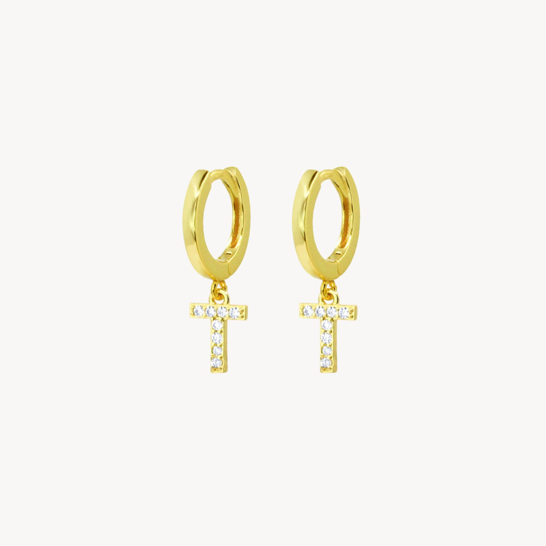 Crystal Initial Hoop Earrings - Lucky Eleven Jewellery