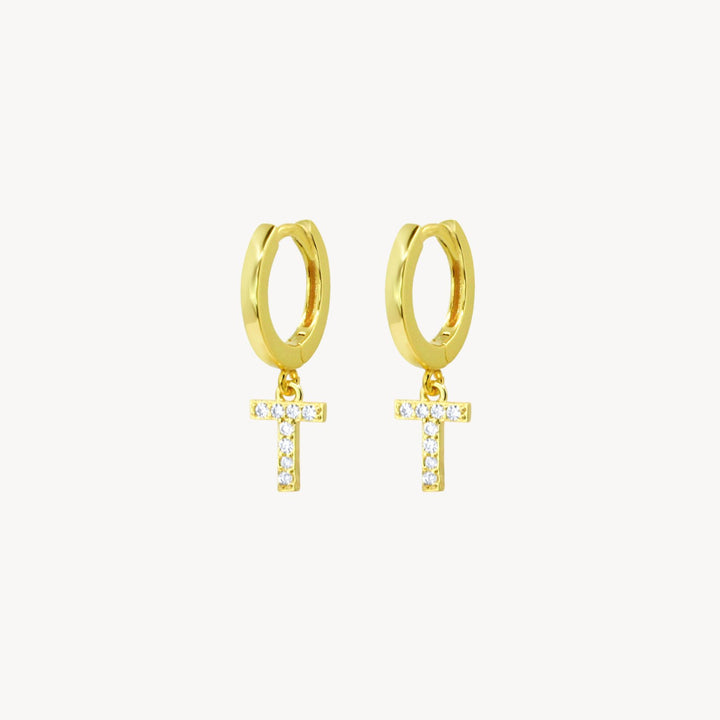 Crystal Initial Hoop Earrings - Lucky Eleven Jewellery