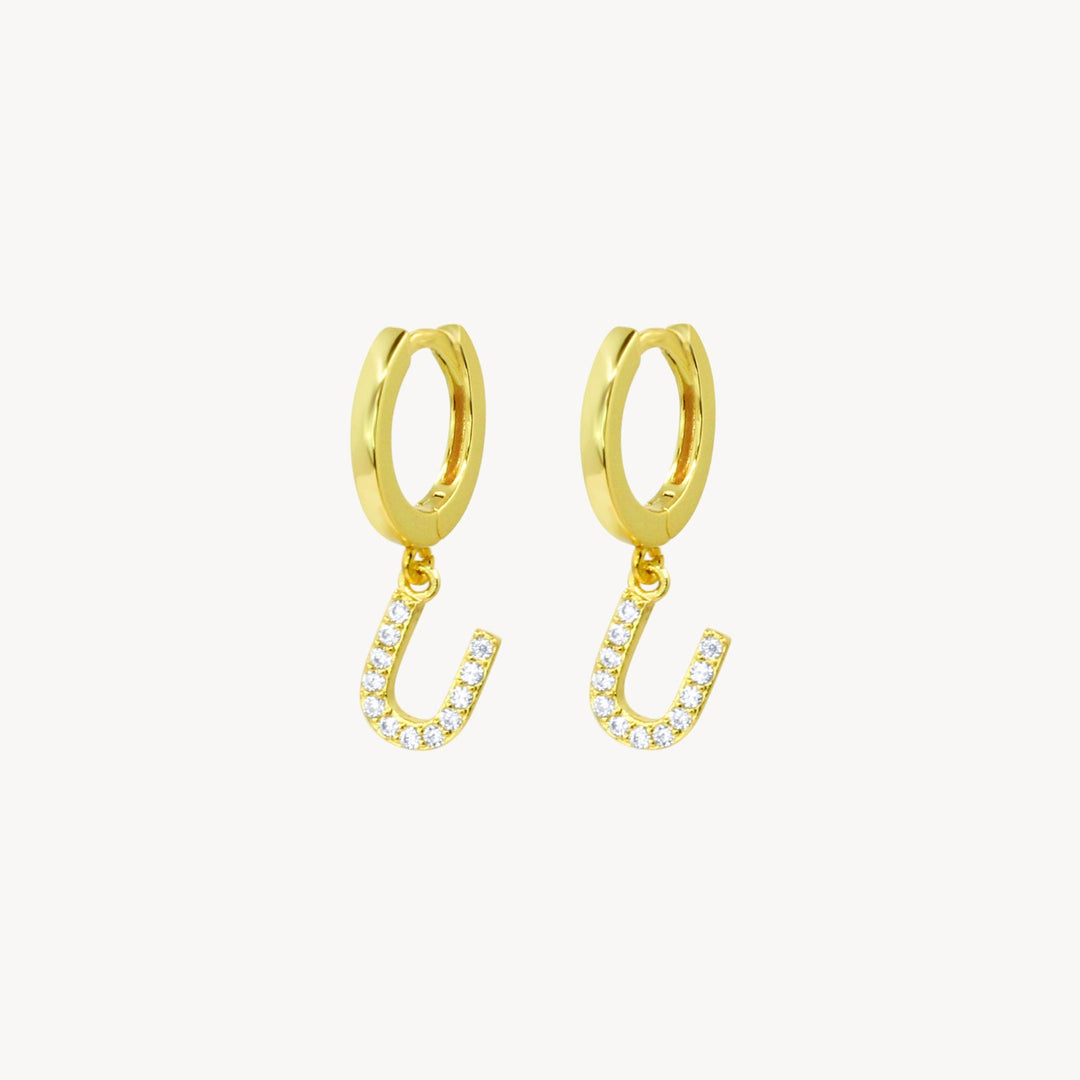 Crystal Initial Hoop Earrings - Lucky Eleven Jewellery