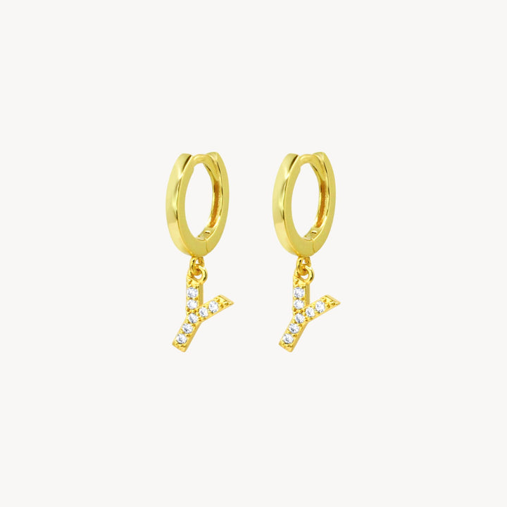 Crystal Initial Hoop Earrings - Lucky Eleven Jewellery