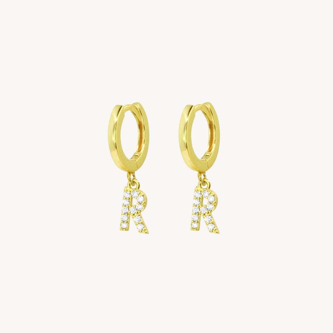 Crystal Initial Hoop Earrings - Lucky Eleven Jewellery