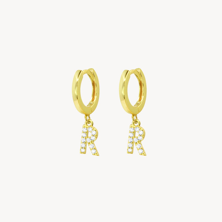 Crystal Initial Hoop Earrings - Lucky Eleven Jewellery