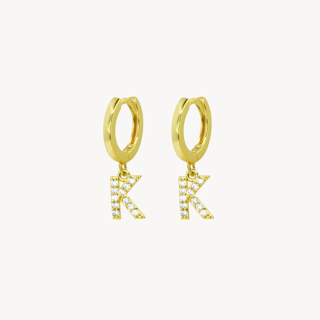 Crystal Initial Hoop Earrings - Lucky Eleven Jewellery