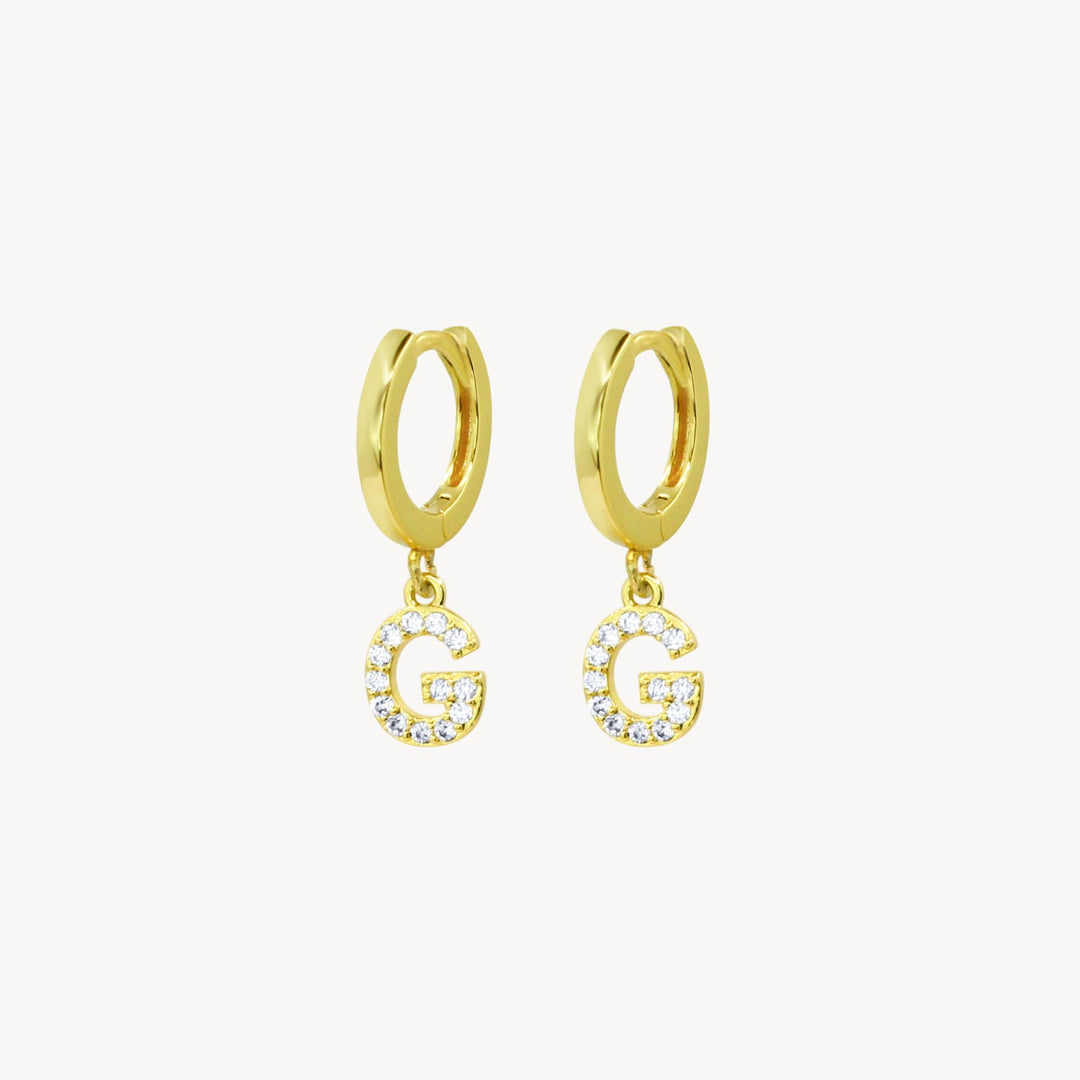 Crystal Initial Hoop Earrings - Lucky Eleven Jewellery