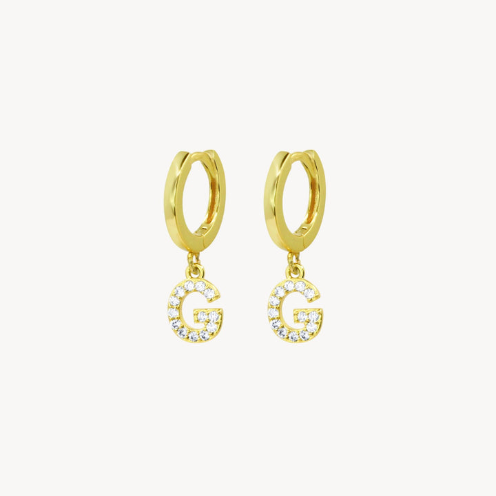 Crystal Initial Hoop Earrings - Lucky Eleven Jewellery