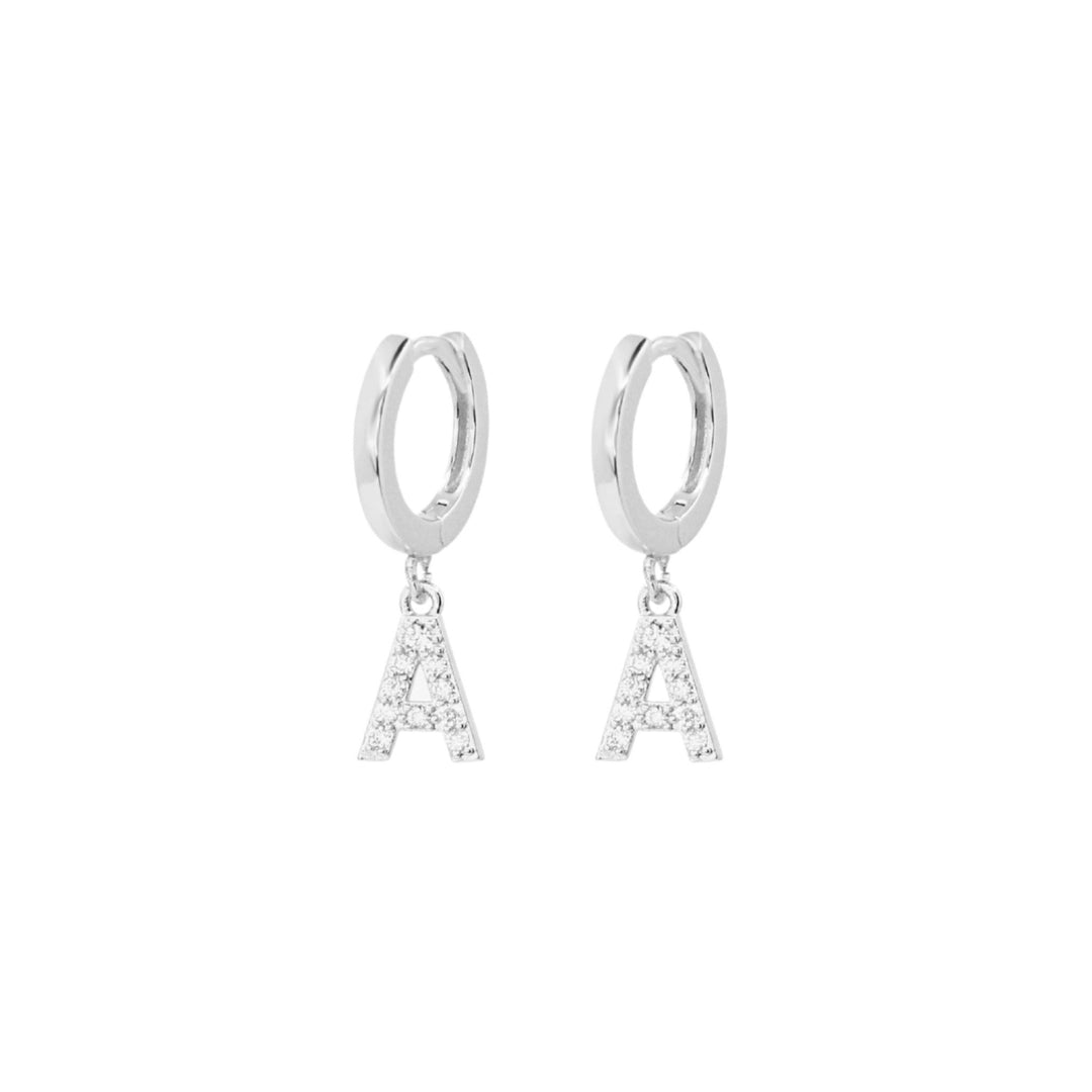 Crystal Initial Hoop Earrings - Lucky Eleven Jewellery