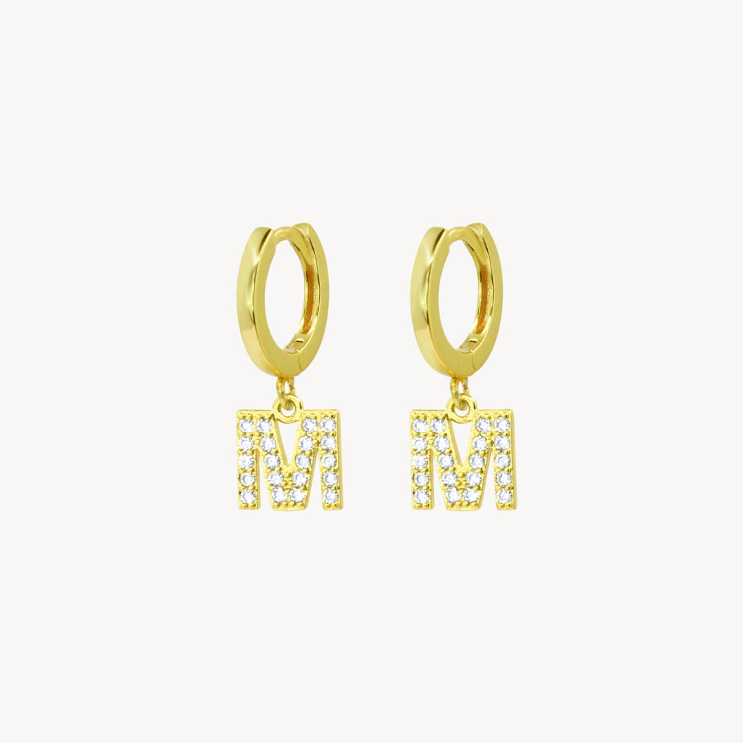 Crystal Initial Hoop Earrings - Lucky Eleven Jewellery