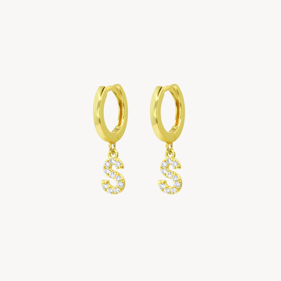 Crystal Initial Hoop Earrings - Lucky Eleven Jewellery