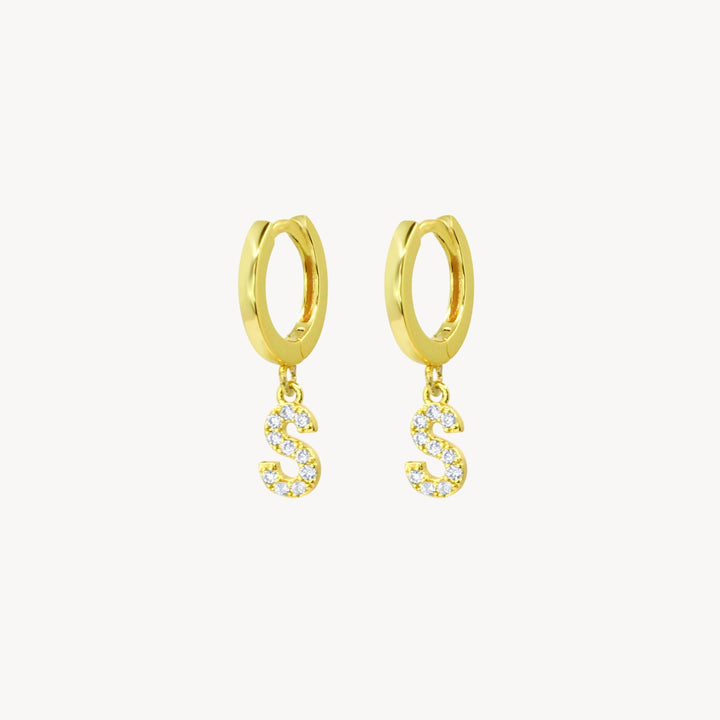 Crystal Initial Hoop Earrings - Lucky Eleven Jewellery