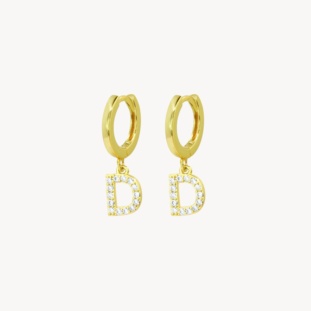 Crystal Initial Hoop Earrings - Lucky Eleven Jewellery