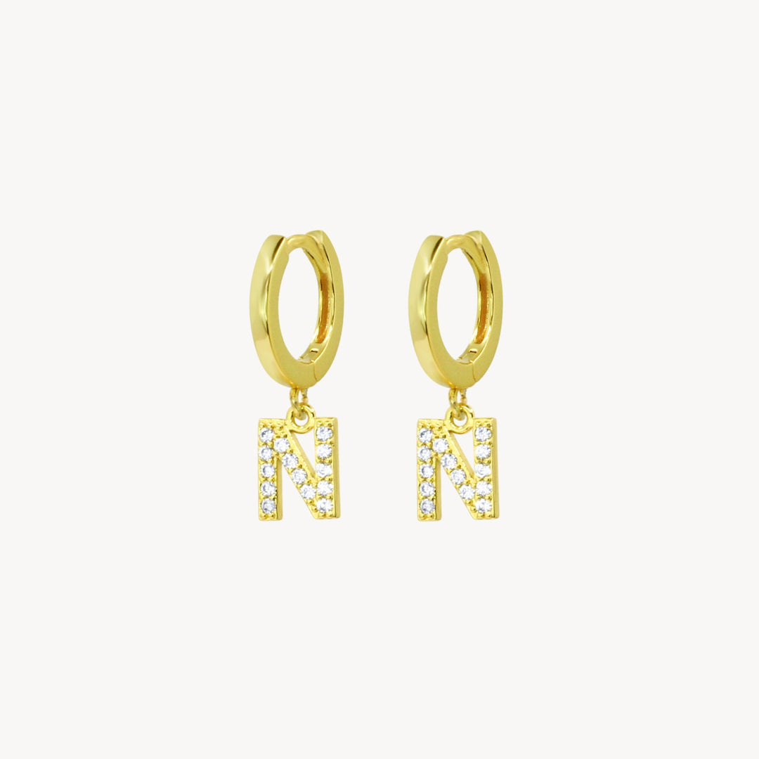 Crystal Initial Hoop Earrings - Lucky Eleven Jewellery