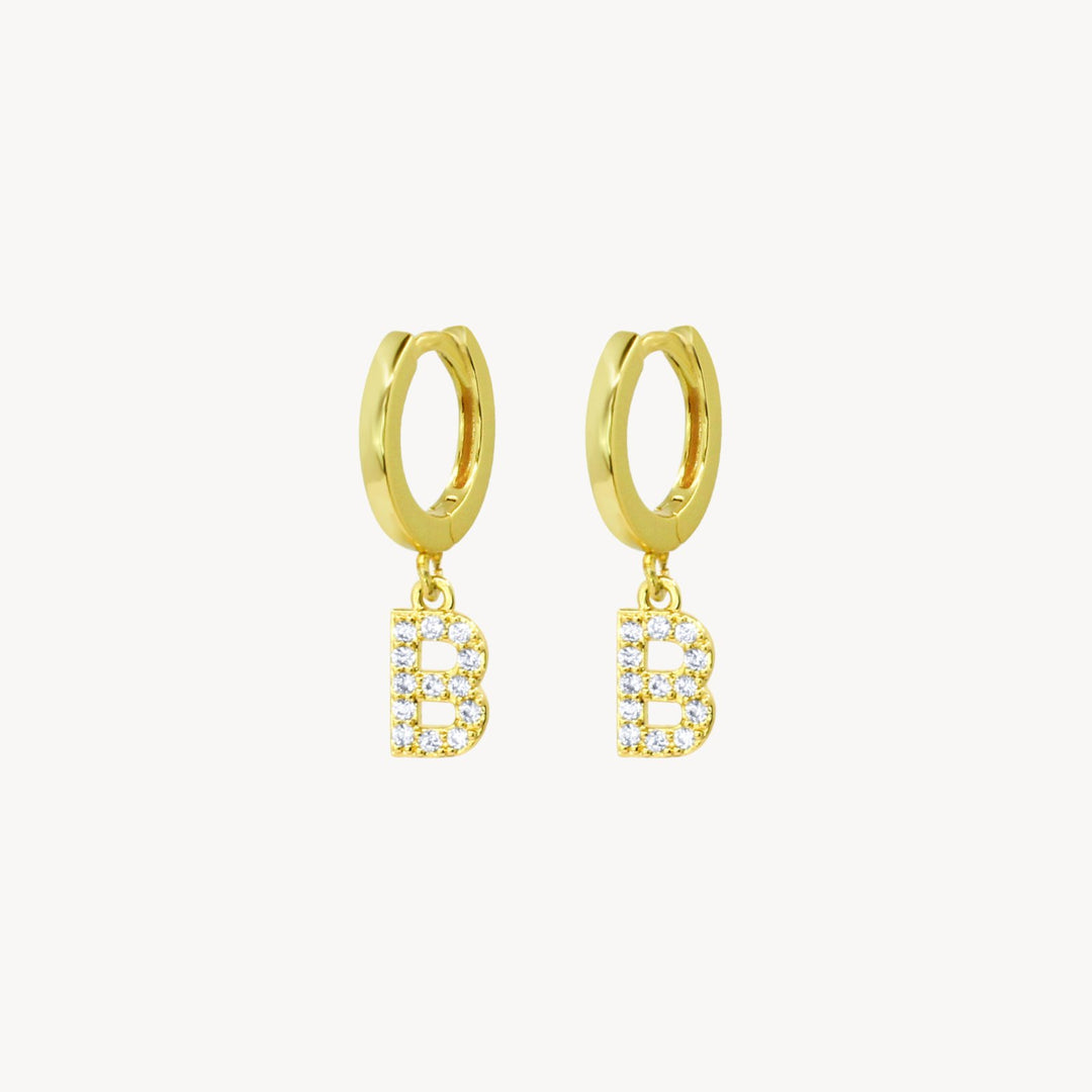 Crystal Initial Hoop Earrings - Lucky Eleven Jewellery