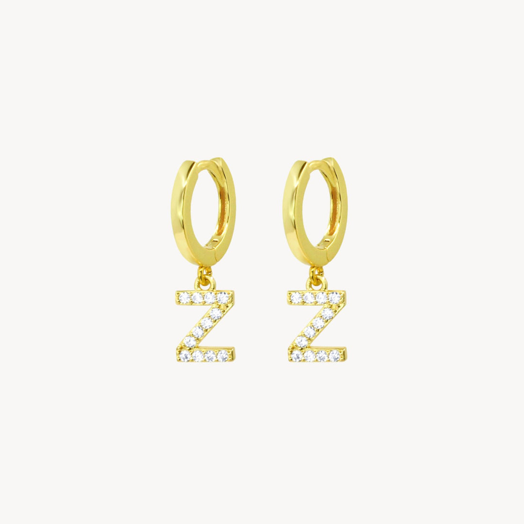 Crystal Initial Hoop Earrings - Lucky Eleven Jewellery