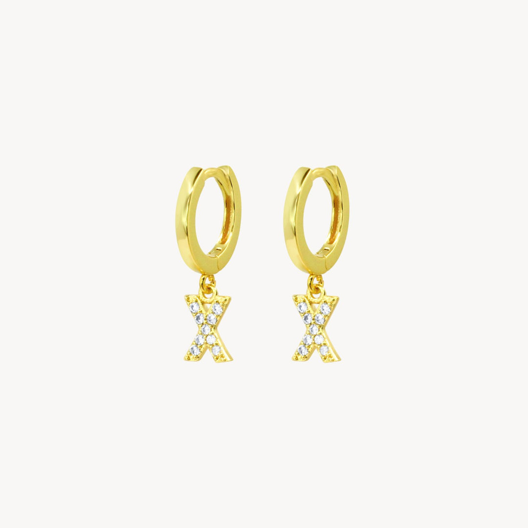 Crystal Initial Hoop Earrings - Lucky Eleven Jewellery