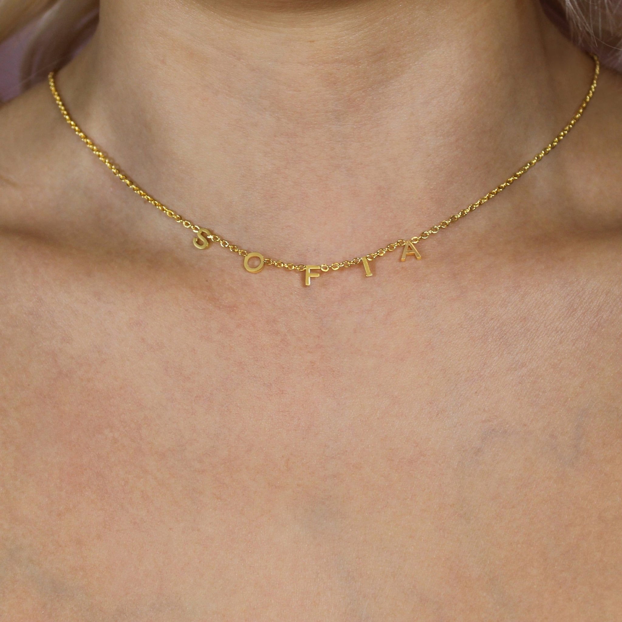 Gold Women's Jewelry Name Necklace Heart Couple Names Necklaces