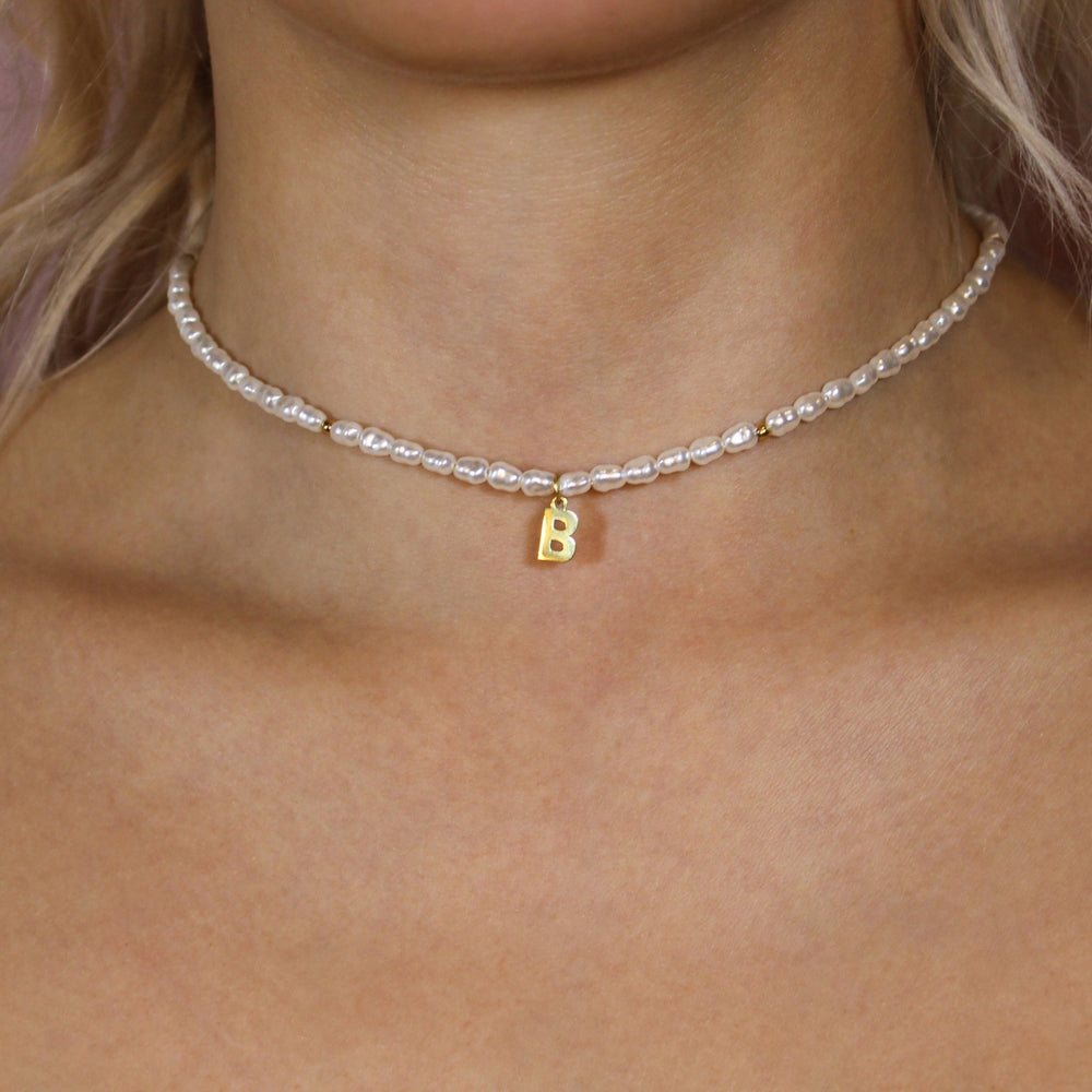 Initial Pearl Choker Necklace - Lucky Eleven Jewellery