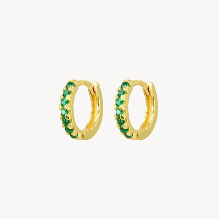 Mini Pavé Huggie - Green - Lucky Eleven Jewellery