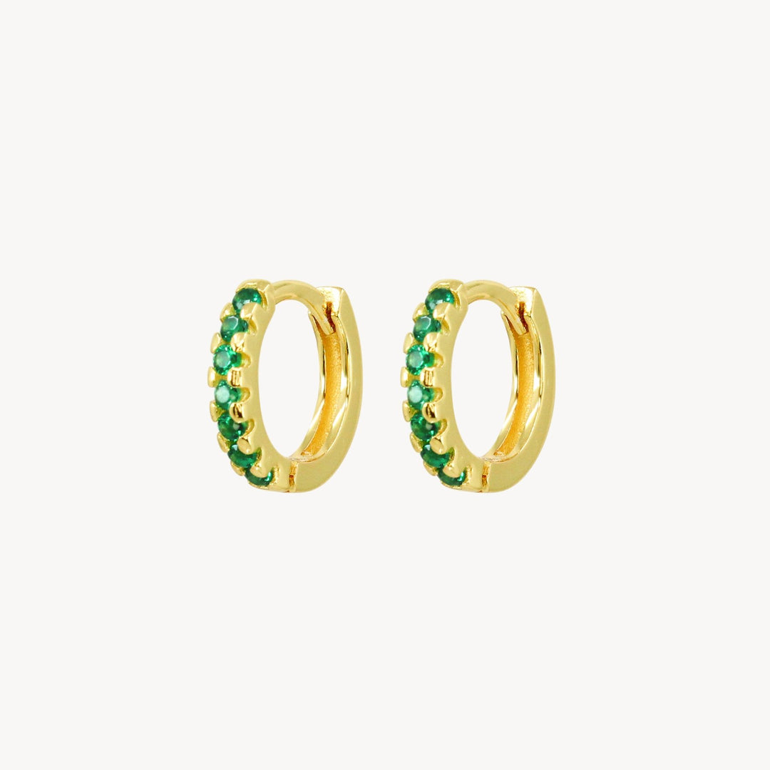 Mini Pavé Huggie - Green - Lucky Eleven Jewellery