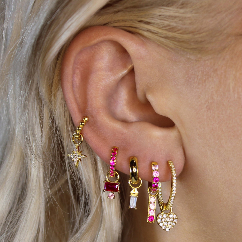 Mini Pavé Huggie - Pink - Lucky Eleven Jewellery