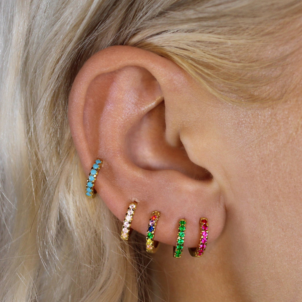 Mini Pavé Huggie - Rainbow - Lucky Eleven Jewellery