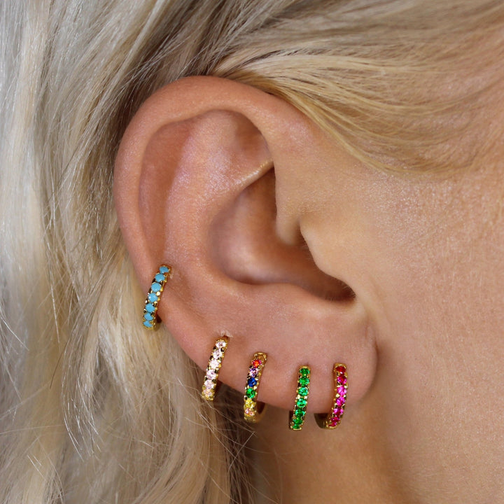 Mini Pavé Huggie - Rainbow (PRE-ORDER) - Lucky Eleven Jewellery