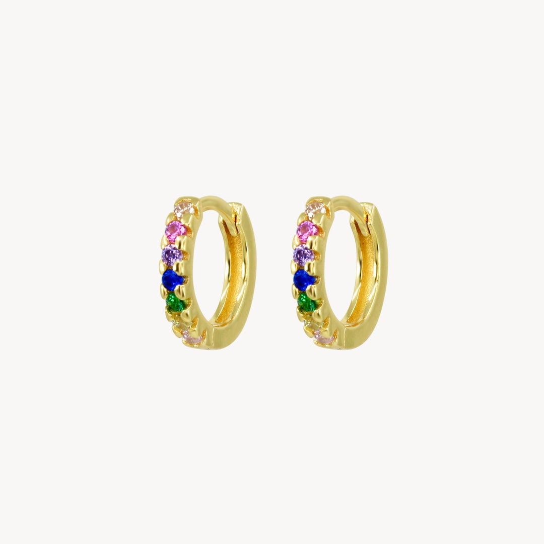 Mini Pavé Huggie - Rainbow - Lucky Eleven Jewellery