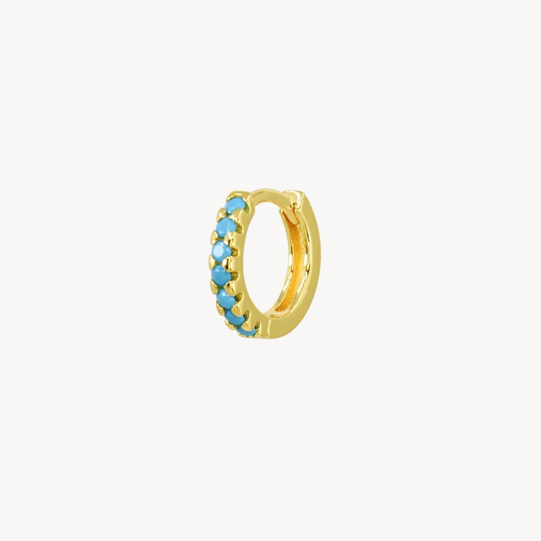 Mini Pavé Huggie - Turquoise - Lucky Eleven Jewellery
