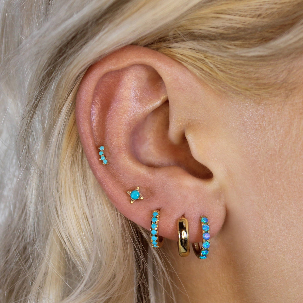 Mini Pavé Huggie - Turquoise - Lucky Eleven Jewellery