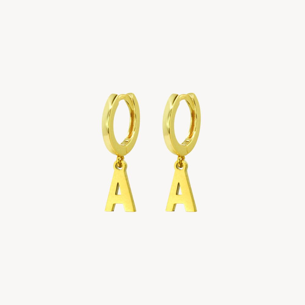 Minimal Initial Hoop Earrings - Lucky Eleven Jewellery