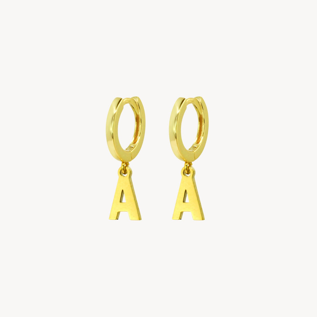 Minimal Initial Hoop Earrings - Lucky Eleven Jewellery