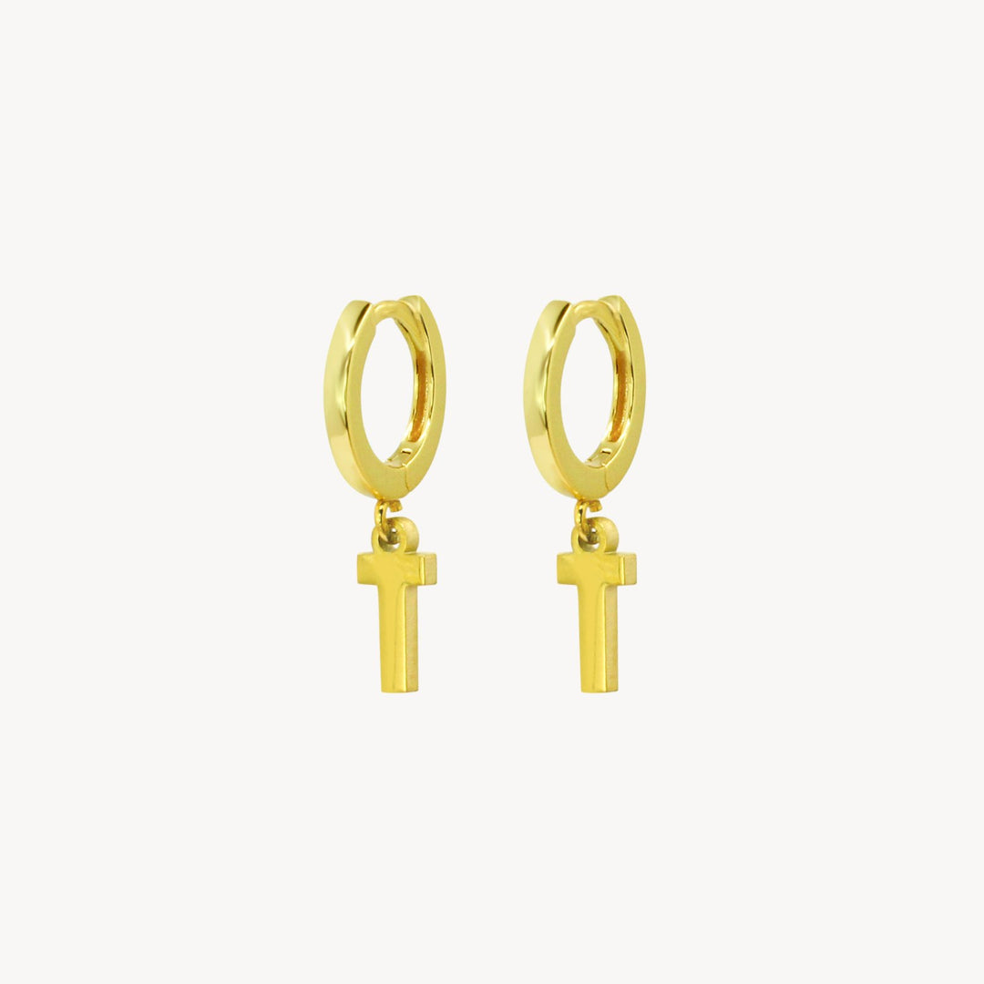 Minimal Initial Hoop Earrings - Lucky Eleven Jewellery
