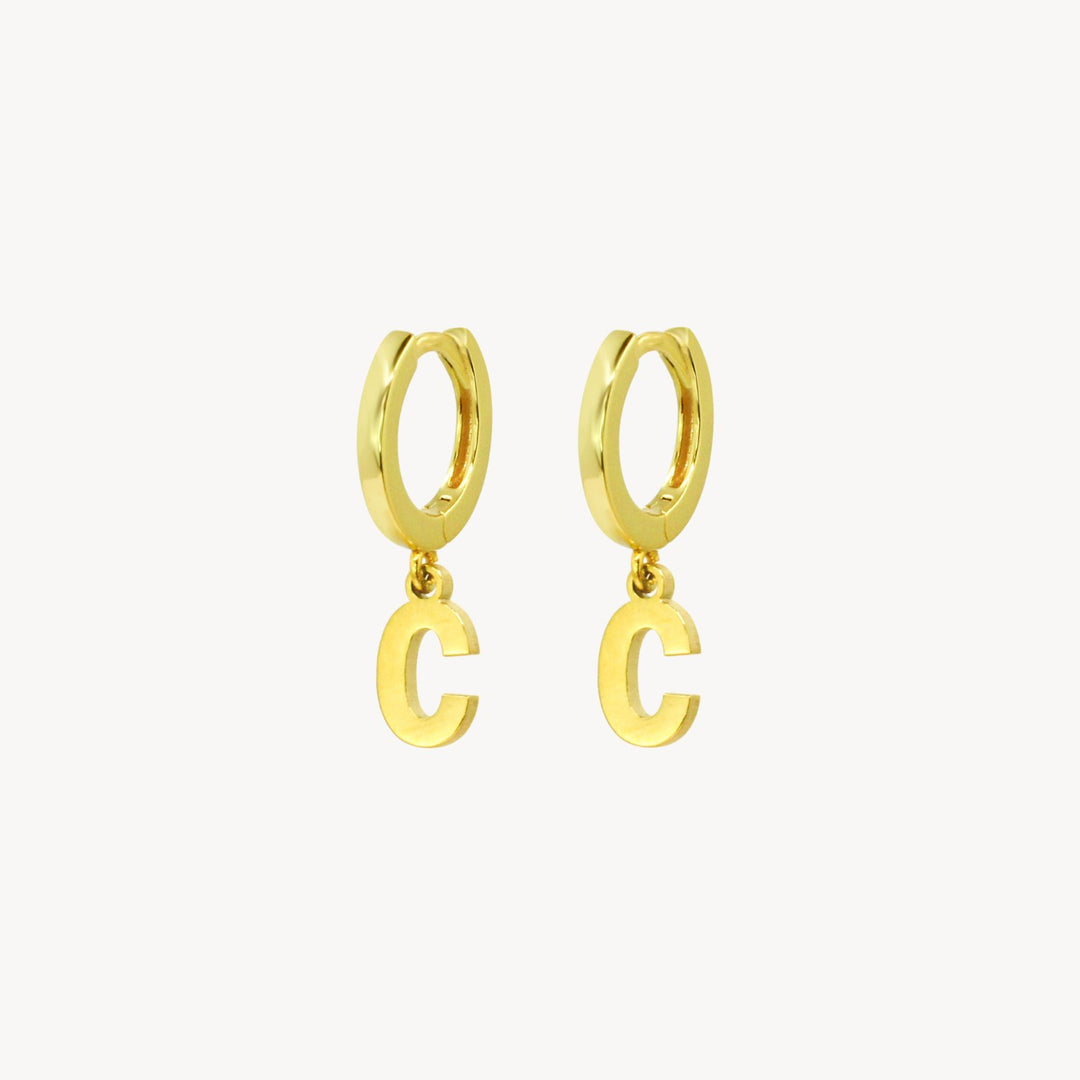 Minimal Initial Hoop Earrings - Lucky Eleven Jewellery