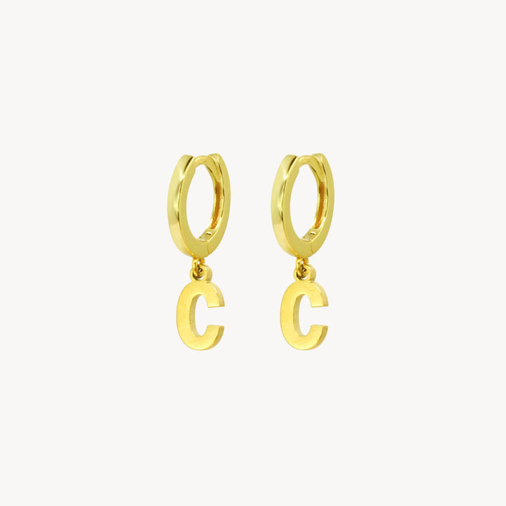 Minimal Initial Hoop Earrings - Lucky Eleven Jewellery