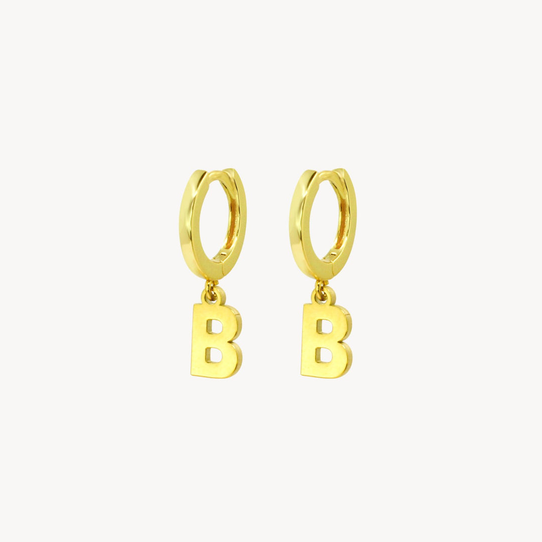 Minimal Initial Hoop Earrings - Lucky Eleven Jewellery