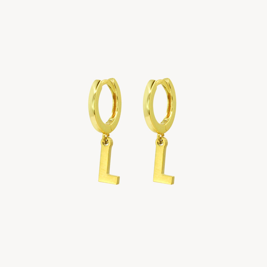 Minimal Initial Hoop Earrings - Lucky Eleven Jewellery