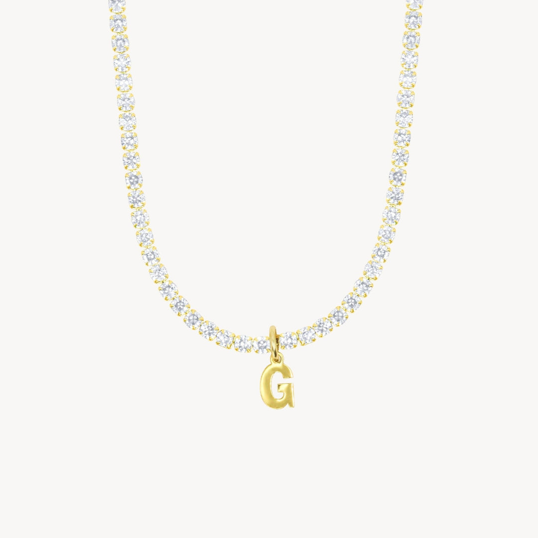 Minimal Initial Tennis Chain Choker - Lucky Eleven Jewellery