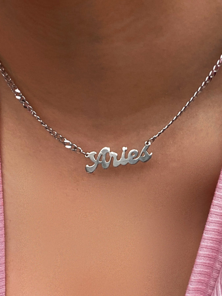 Zodiac Nameplate Necklace - Lucky Eleven Jewellery